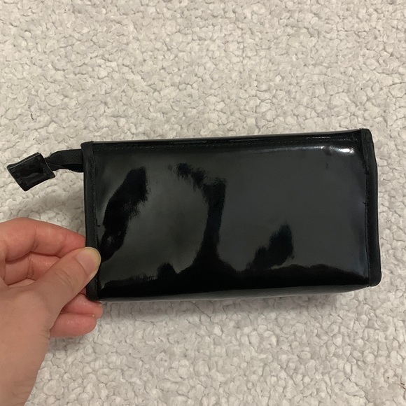 Black Patent Makeup Bag with Pink Bow - Picture 5 of 15